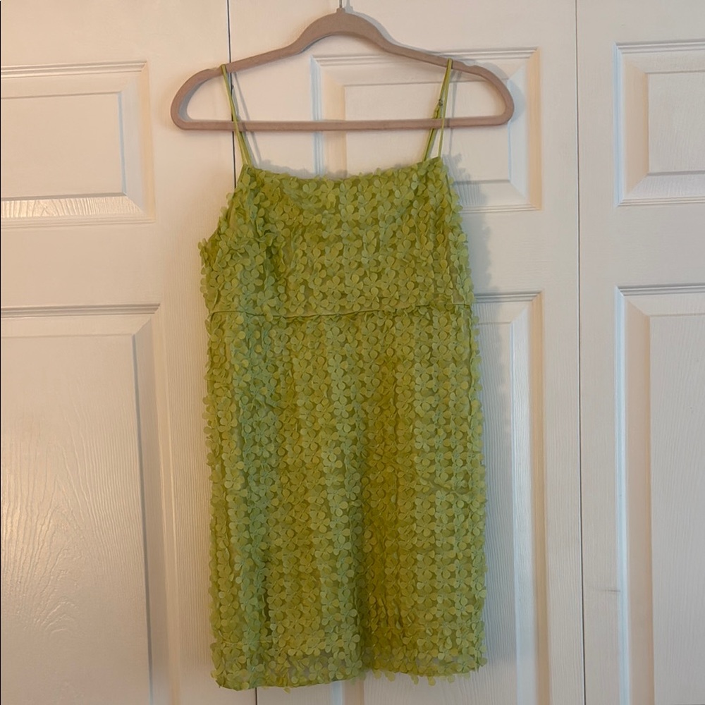 Anthropologie Green Textured Mini Dress